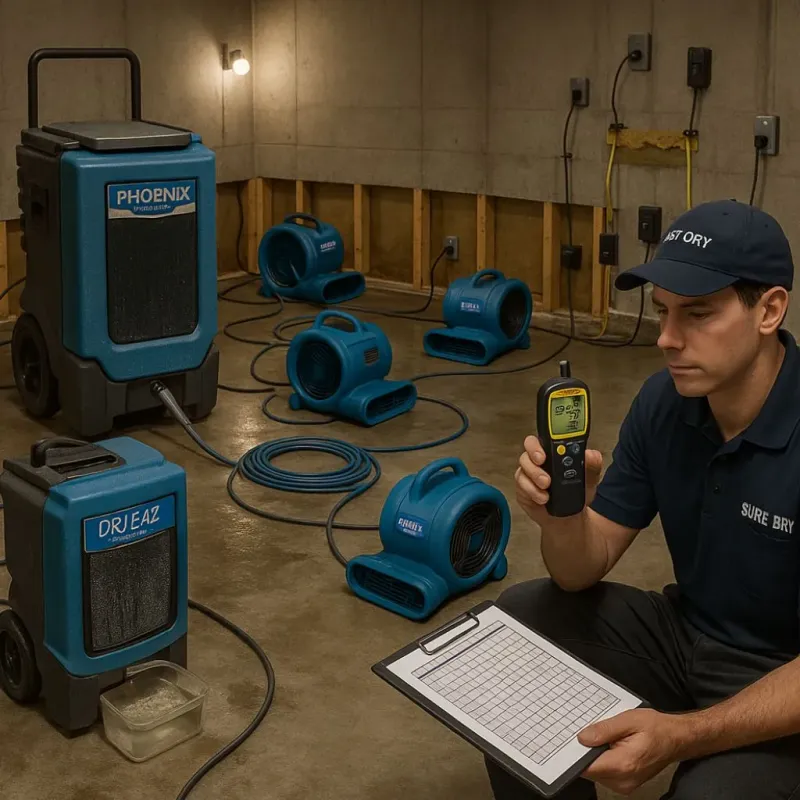 Structural Drying and Dehumidification process in Wind Lake, WI